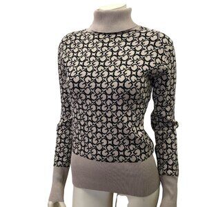 Guess Womens Knit Turtleneck Sweater Black & Beige Size M NWT